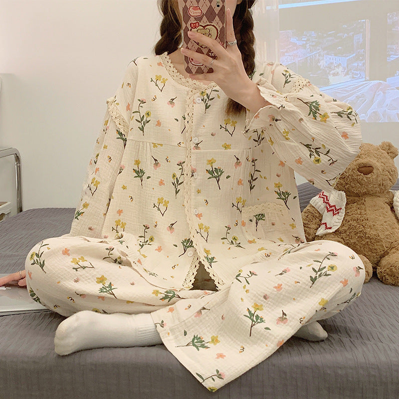 Pajama Sets Women Print Student Breathable Casual