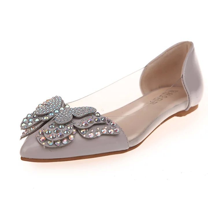Casual Single Shoes Women Rhinestone Butterfly Decoration