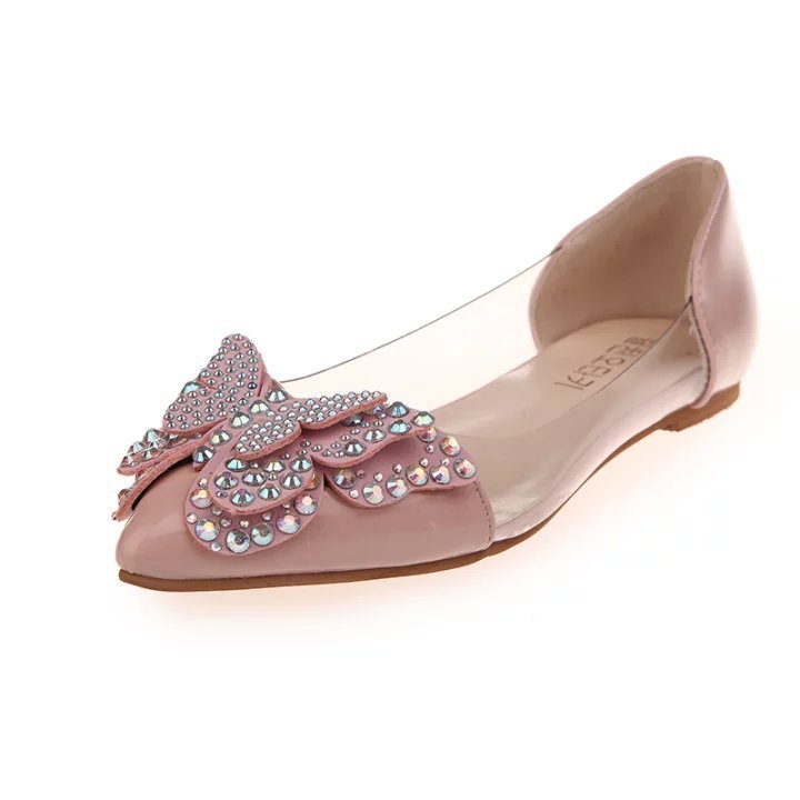 Casual Single Shoes Women Rhinestone Butterfly Decoration