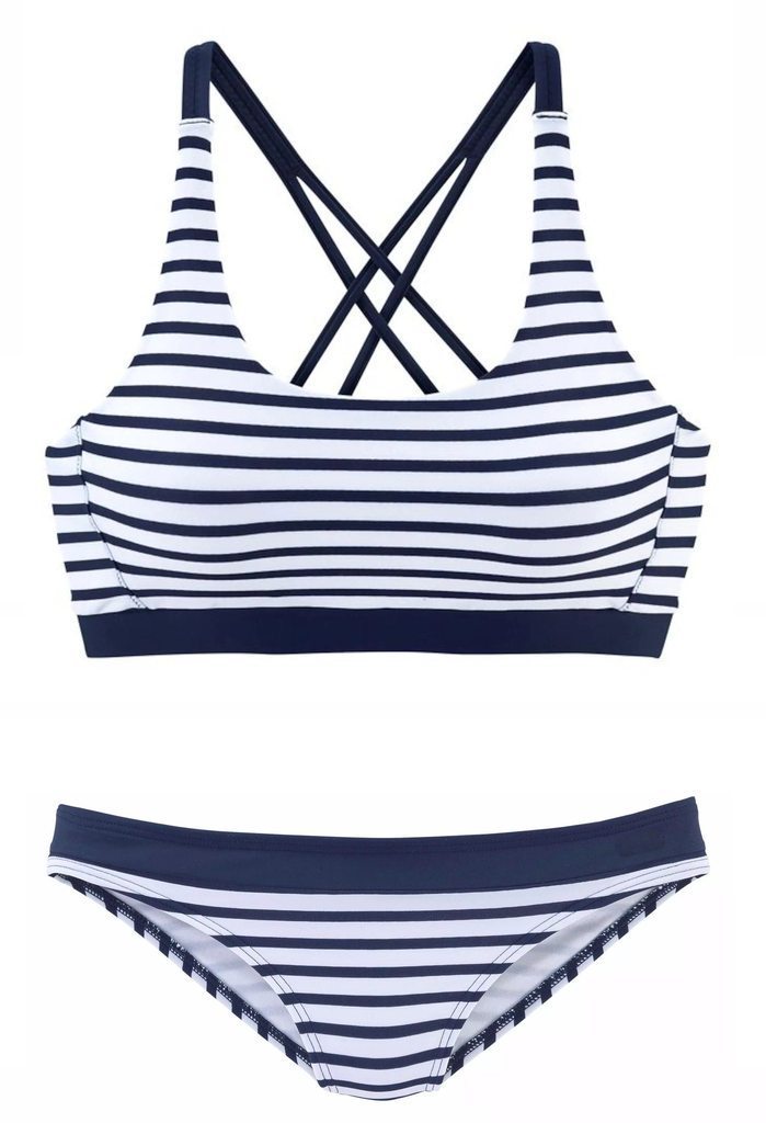 Black & White Stripped Split swimwear