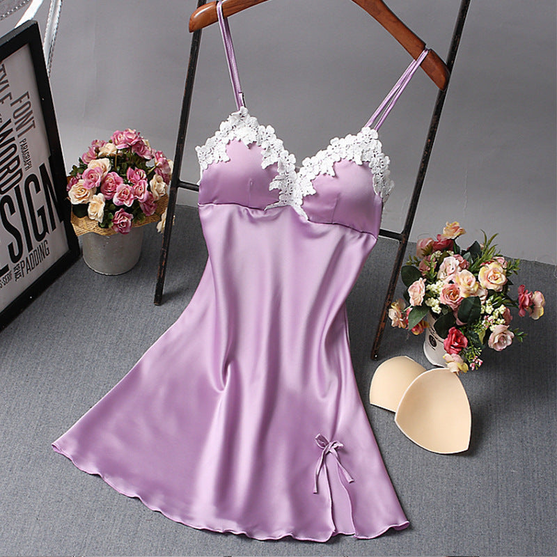 Sexy pajamas women summer nightdress ice silk