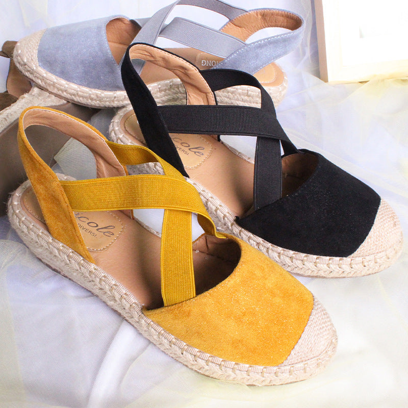 Baotou Sandals | Cross Strap Wedge Sandals | Women Slippers