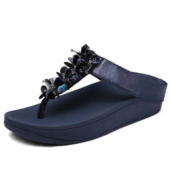 Sequins Platform Flip-Flops Non-Slip Wedges